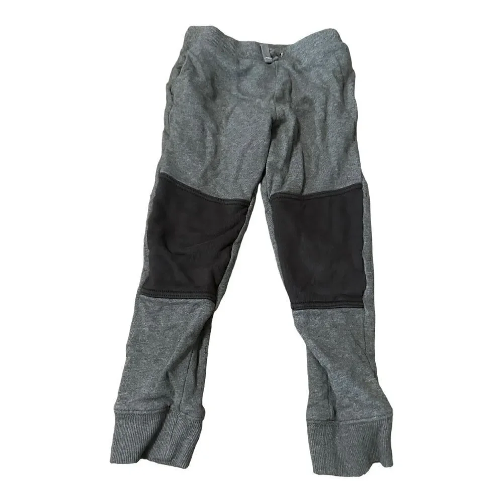 Hanna Andersson | Boys Colorblock Double Knee Slim Sweatpant Gray Black 120 6/7